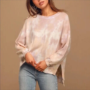 NWT Found By Nordstrom Blush Pink Tie Dye Slip Hem Pullover Size Medium